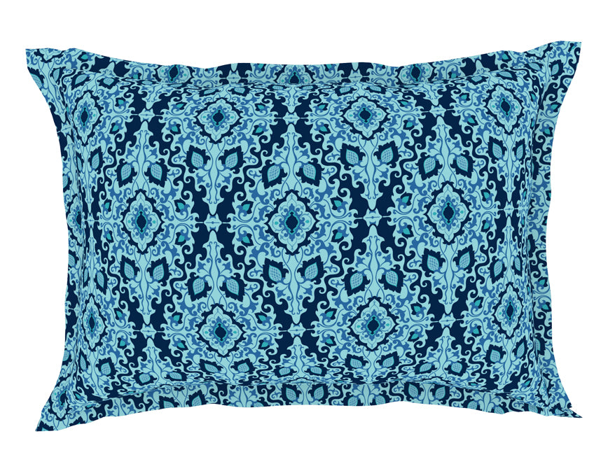 Ornate Poseidon - Dark Blue Microfiber Double Bedsheet - Dazzle By Welspun