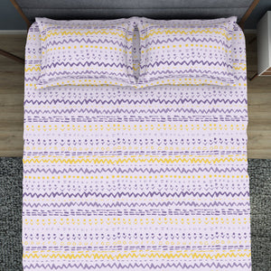 Geometric Lavender Fog - Light Violet Polycotton King Size Bedsheet - Wonder Full By Welspun