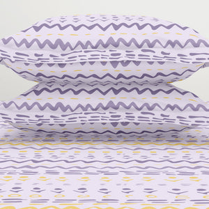 Geometric Lavender Fog - Light Violet Polycotton King Size Bedsheet - Wonder Full By Welspun