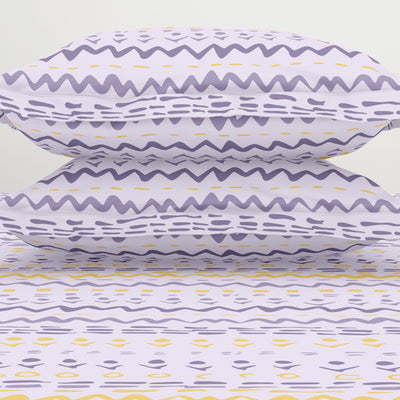 Geometric Lavender Fog - Light Violet Polycotton King Size Bedsheet - Wonder Full By Welspun