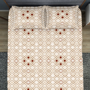 Geometric Butter Cream - Beige Polycotton King Size Bedsheet - Wonder Full By Welspun