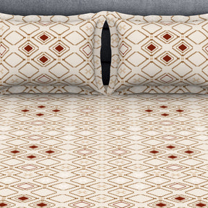 Geometric Butter Cream - Beige Polycotton King Size Bedsheet - Wonder Full By Welspun
