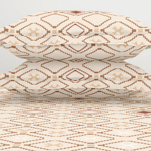 Geometric Butter Cream - Beige Polycotton King Size Bedsheet - Wonder Full By Welspun