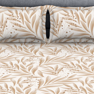 Floral Ginger Root - Light Brown Polycotton King Size Bedsheet - Wonder Full By Welspun