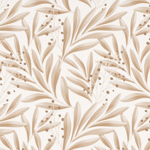 Floral Ginger Root - Light Brown Polycotton King Size Bedsheet - Wonder Full By Welspun