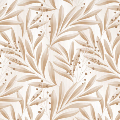 Floral Ginger Root - Light Brown Polycotton King Size Bedsheet - Wonder Full By Welspun