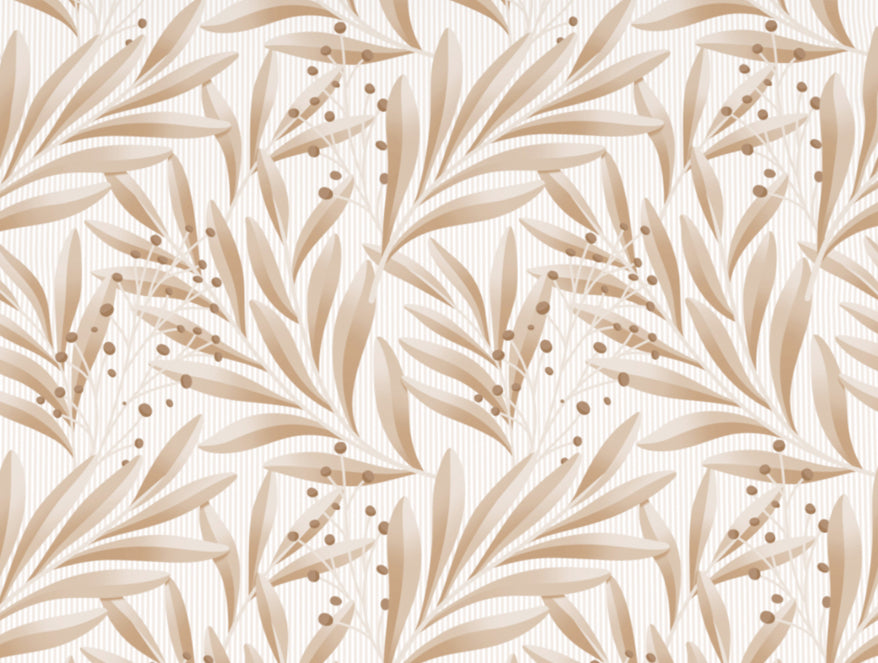 Floral Ginger Root - Light Brown Polycotton King Size Bedsheet - Wonder Full By Welspun