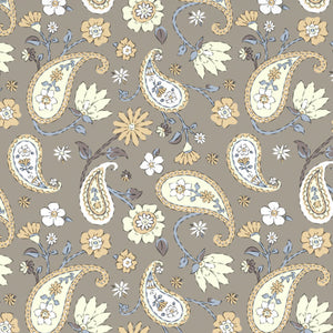 Floral Crockery - Taupe Polycotton King Size Bedsheet - Wonder Full By Welspun