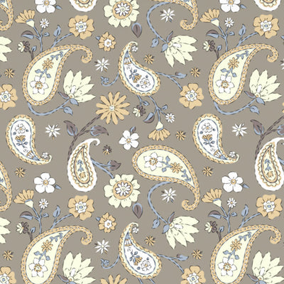 Floral Crockery - Taupe Polycotton King Size Bedsheet - Wonder Full By Welspun