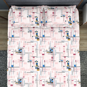 Geometric Petal Pink - Blush Polycotton King Size Bedsheet - Wonder Full By Welspun