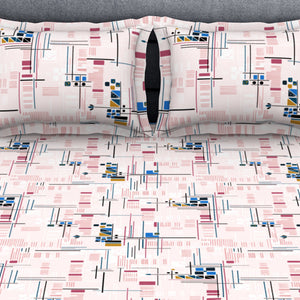 Geometric Petal Pink - Blush Polycotton King Size Bedsheet - Wonder Full By Welspun