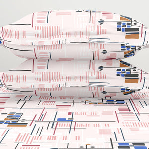 Geometric Petal Pink - Blush Polycotton King Size Bedsheet - Wonder Full By Welspun