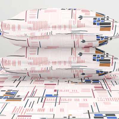 Geometric Petal Pink - Blush Polycotton King Size Bedsheet - Wonder Full By Welspun