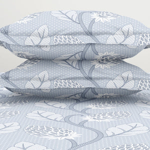 Floral Niagara Mist - Light Blue Polycotton King Size Bedsheet - Wonder Full By Welspun