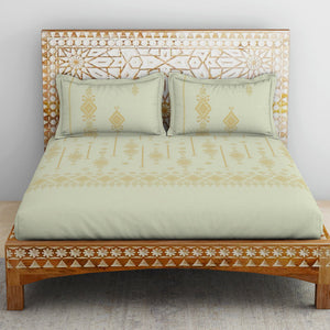 Jamdani Ornate Beige 100% Cotton King Size Bedsheet - Rangana by Spaces