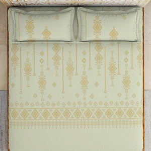 Jamdani Ornate Beige 100% Cotton King Size Bedsheet - Rangana by Spaces