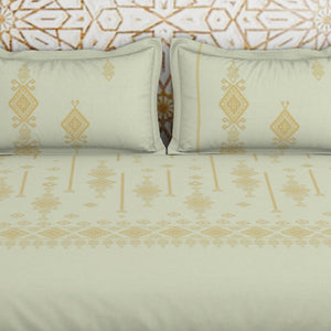 Jamdani Ornate Beige 100% Cotton King Size Bedsheet - Rangana by Spaces