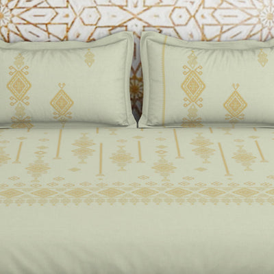 Jamdani Ornate Beige 100% Cotton King Size Bedsheet - Rangana by Spaces