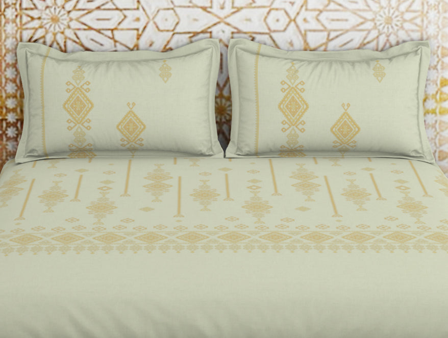 Jamdani Ornate Beige 100% Cotton King Size Bedsheet - Rangana by Spaces