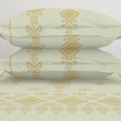 Jamdani Ornate Beige 100% Cotton King Size Bedsheet - Rangana by Spaces