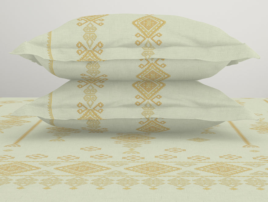 Jamdani Ornate Beige 100% Cotton King Size Bedsheet - Rangana by Spaces