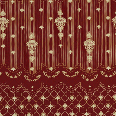 Carving Ornate Red 100% Cotton King Size Bedsheet - Rangana by Spaces