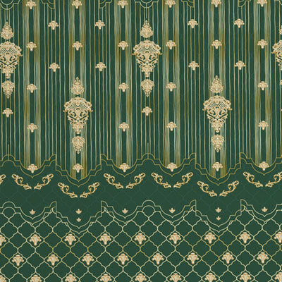 Carving Ornate Dark Green 100% Cotton King Size Bedsheet - Rangana by Spaces