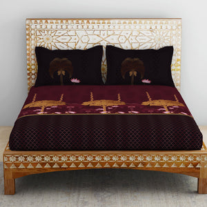 Pichwai Ornate Dark Pink 100% Cotton King Size Bedsheet - Rangana by Spaces