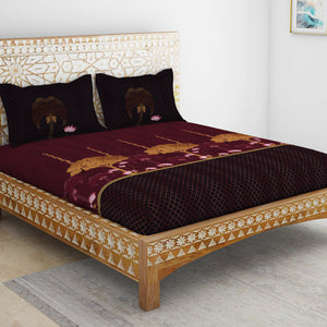 Pichwai Ornate Dark Pink 100% Cotton King Size Bedsheet - Rangana by Spaces