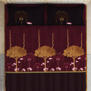 Pichwai Ornate Dark Pink 100% Cotton King Size Bedsheet - Rangana by Spaces