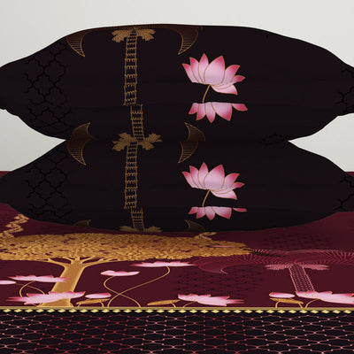 Pichwai Ornate Dark Pink 100% Cotton King Size Bedsheet - Rangana by Spaces