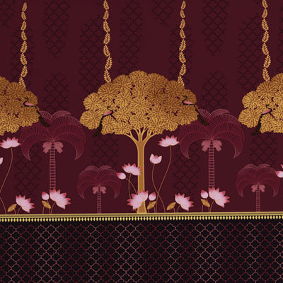 Pichwai Ornate Dark Pink 100% Cotton King Size Bedsheet - Rangana by Spaces