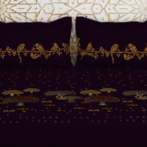 Sanjhi Ornate Dark Violet 100% Cotton King Size Bedsheet - Rangana by Spaces
