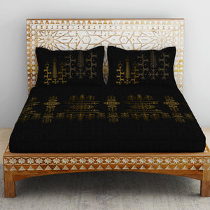 Gond Ornate Dark Brown 100% Cotton King Size Bedsheet - Rangana by Spaces