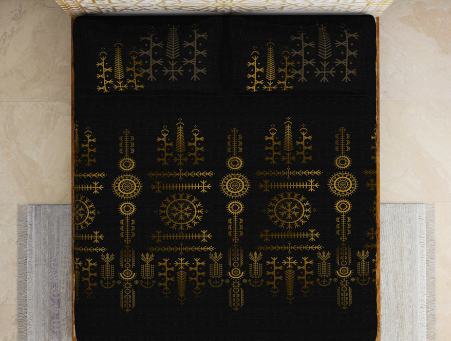 Gond Ornate Dark Brown 100% Cotton King Size Bedsheet - Rangana by Spaces