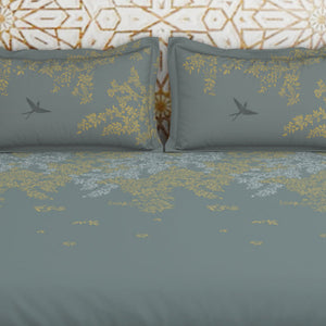 Gara Floral Grey 100% Cotton King Size Bedsheet - Rangana by Spaces
