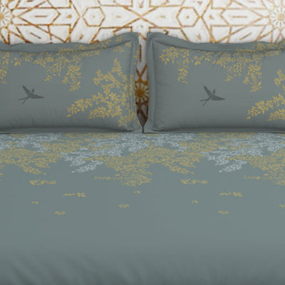 Gara Floral Grey 100% Cotton King Size Bedsheet - Rangana by Spaces