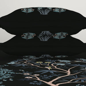Gara Floral Dark Grey 100% Cotton King Size Bedsheet - Rangana by Spaces