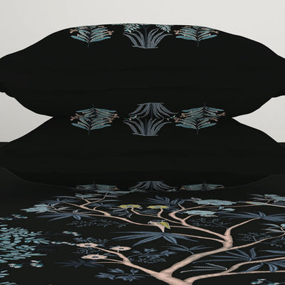 Gara Floral Dark Grey 100% Cotton King Size Bedsheet - Rangana by Spaces