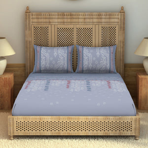 Jamdani Ornate Light Grey 100% Cotton King Size Bedsheet - Rangana by Spaces