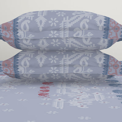 Jamdani Ornate Light Grey 100% Cotton King Size Bedsheet - Rangana by Spaces