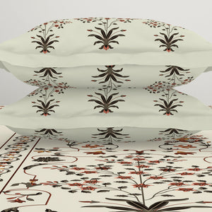 Carving Ornate Beige 100% Cotton King Size Bedsheet - Rangana by Spaces