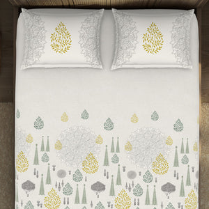 Godna Floral Cream 100% Cotton King Size Bedsheet - Rangana by Spaces