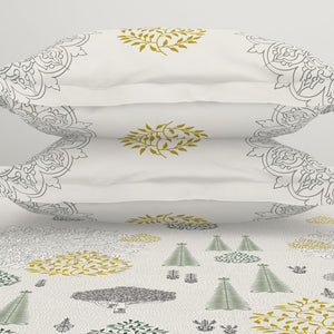 Godna Floral Cream 100% Cotton King Size Bedsheet - Rangana by Spaces