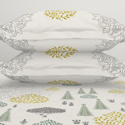 Godna Floral Cream 100% Cotton King Size Bedsheet - Rangana by Spaces