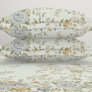 Gara Floral Light Blue 100% Cotton King Size Bedsheet - Rangana by Spaces