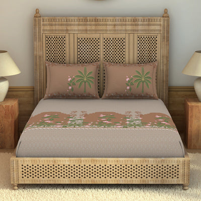 Pichwai Ornate Light Orange 100% Cotton King Size Bedsheet - Rangana by Spaces