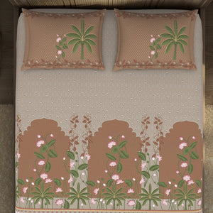 Pichwai Ornate Light Orange 100% Cotton King Size Bedsheet - Rangana by Spaces