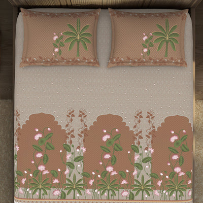 Pichwai Ornate Light Orange 100% Cotton King Size Bedsheet - Rangana by Spaces