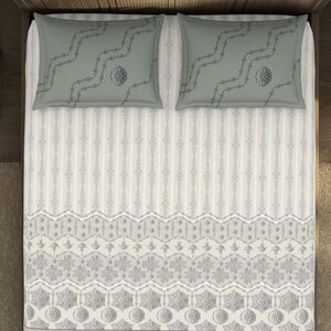 Carving Ornate Cream 100% Cotton King Size Bedsheet - Rangana by Spaces